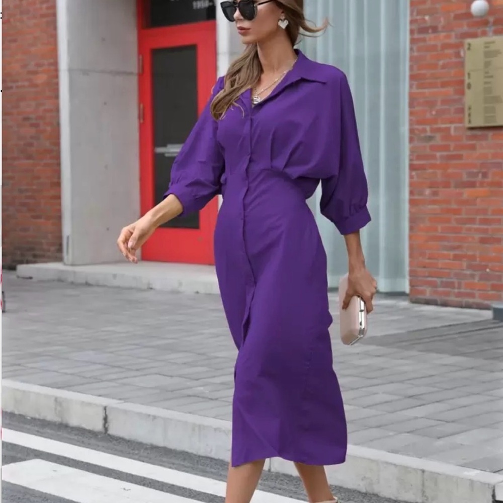 SHEIN Vibrant Purple Midi Dress